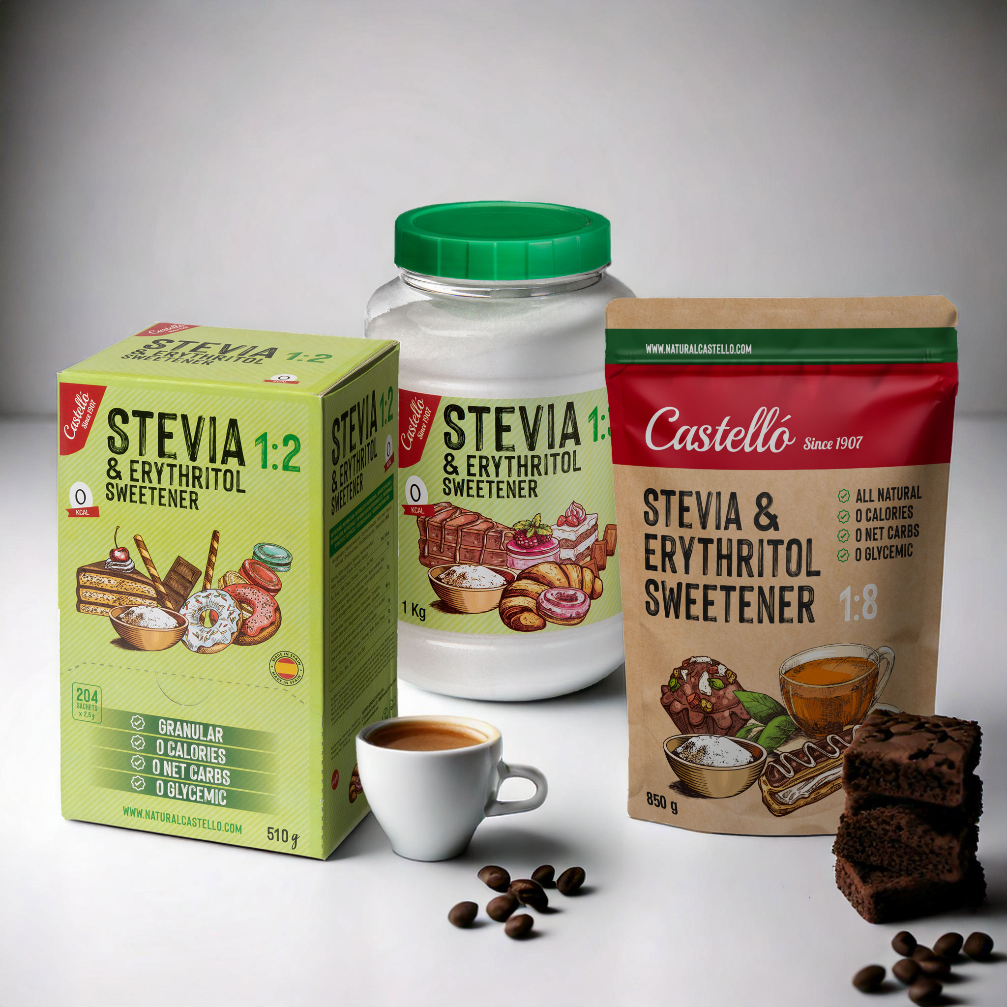 Firefly Un bote en el centro totalmente blanco con una caja en blanco delante y un doypack en blanc v2